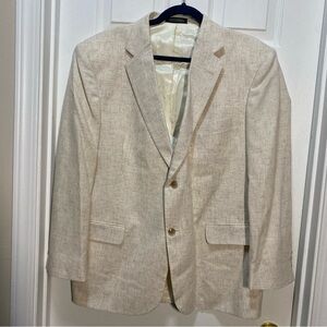David Taylor Blazer Mens 42S Beige Linen Rayon Blend 2 Button Sport Coat Jacket